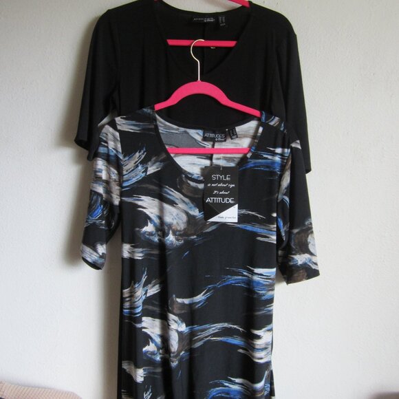 COPY - Renee' Greenstein ATTITUDES Black and Waterfall Paintbrush Colored Maxi … - Picture 2 of 13